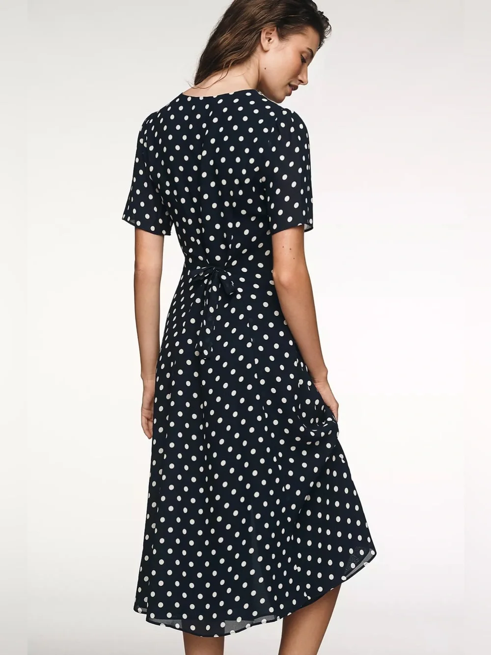 NEW Reformation Lise Midi Dress In Blue Dot Size 8 - Picture 3 of 14
